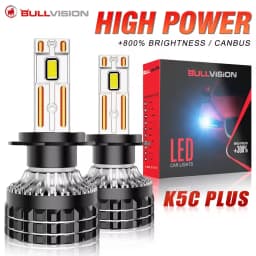 K5C Plus H7 LED 60000LM Headlights H1 H4 H11 H8 H9 9005 9006 HB3 HB4 9012 HIR2 High Power 180W Headlamp Beam 12V Replacement 2PC
