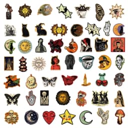 50-Pack Vintage Gothic Aesthetic Graffiti Stickers for Tablet Guitar Notebook Luggage Student Stationery DIY Waterproof Decals