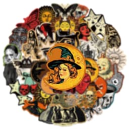 50-Pack Vintage Gothic Aesthetic Graffiti Stickers for Tablet Guitar Notebook Luggage Student Stationery DIY Waterproof Decals