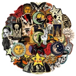 50-Pack Vintage Gothic Aesthetic Graffiti Stickers for Tablet Guitar Notebook Luggage Student Stationery DIY Waterproof Decals