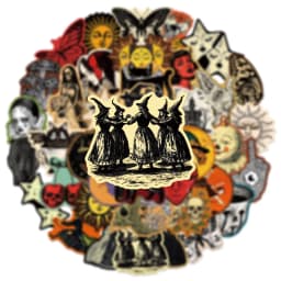 50-Pack Vintage Gothic Aesthetic Graffiti Stickers for Tablet Guitar Notebook Luggage Student Stationery DIY Waterproof Decals
