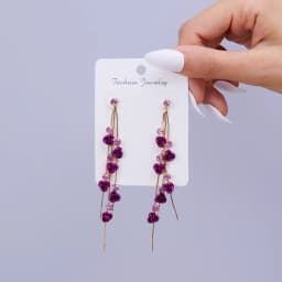 Retro Classic Wine Red Flowers Tassel Earrings For Women Temperament Long Pendant Ear Nail Korean Style Jewelry