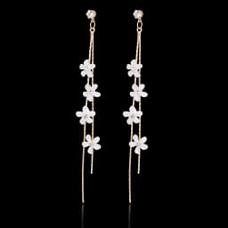 Retro Classic Wine Red Flowers Tassel Earrings For Women Temperament Long Pendant Ear Nail Korean Style Jewelry