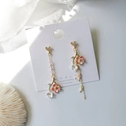 Retro Classic Wine Red Flowers Tassel Earrings For Women Temperament Long Pendant Ear Nail Korean Style Jewelry