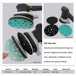 6 Inch 150MM 17 Holes 60-2000 Grits Hook and Loop PET Film Aluminum Oxide Wet&Dry Sandpaper Sanding Disc for Car MPaint