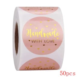 50-500pcs Handmade With Love Kraft Paper Stickers 25mm Round Adhesive Labels Baking Wedding Decoration Party Decoration Sticker