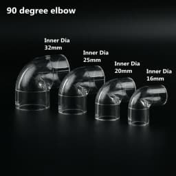 16 20 25 32 40 50mm Acrylic Pipe 90 Degree Elbow Transparent Plexiglass Fish Aquarium Water Tank Accessories Tank Tee Way Joints