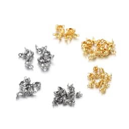 100pcs/lot Stainless Steel Connector Clasp Gold Ball Chain Calotte End Crimps Beads Connector For DIY Jewelry Making Supplies
