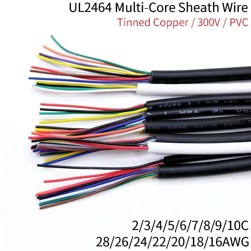 Copper Wire 28 26 24 22 20 18 16 AWG Signal Control Wire Channel Audio 2 3 4 5 6 7 8 9 10 Cores Black White UL2464 Power Cable