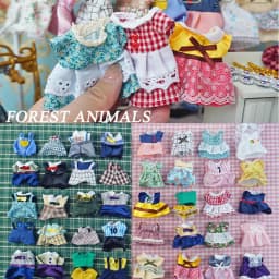 Dress Dollhouse Accessories 1:12 Forest Animal Family Clothes Fashion Daily Wear Casual Outfits Vest Shirt Skirt Pants for Doll