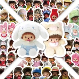 80PCS Monchhichi Graffiti Stickers Kids Kawaii Waterproof Paster Sticker for Phone Computer Notebook Stationery DIY Toys Secret