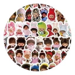 80PCS Monchhichi Graffiti Stickers Kids Kawaii Waterproof Paster Sticker for Phone Computer Notebook Stationery DIY Toys Secret