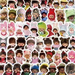 80PCS Monchhichi Graffiti Stickers Kids Kawaii Waterproof Paster Sticker for Phone Computer Notebook Stationery DIY Toys Secret