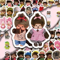 80PCS Monchhichi Graffiti Stickers Kids Kawaii Waterproof Paster Sticker for Phone Computer Notebook Stationery DIY Toys Secret