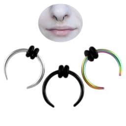 1 Piece Surgical Steel OX Horn Vintage Nose Septum Hoop Rings Ear Septum Clicker Horseshoe Nose Ear Taper Piercing Body Jewelry