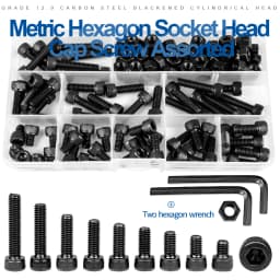 NINDEJIN hex hexagon socket head cap screw nut 12.9 grade carbon steel m2 m2.5 m3 m4 m5 m6 screw set bolt and nut assortment kit