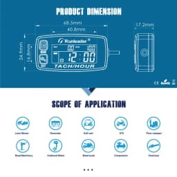 Inductive Tachometer Gauge Engine Hour Meter Alert RPM Backlit Resettable Tacho Hour Meters for Motorcycle ATV Lawn Mower HM032B