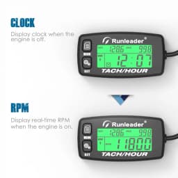 Inductive Tachometer Gauge Engine Hour Meter Alert RPM Backlit Resettable Tacho Hour Meters for Motorcycle ATV Lawn Mower HM032B