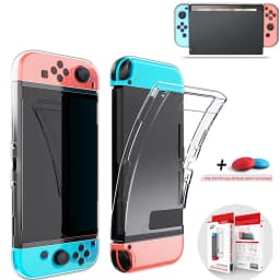 Dockable Clear Hard Case for Nintendo Switch 3In1 Protective Case Cover for Nintendo Switch & Joycon Controller with Grip Cover