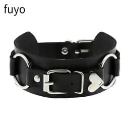 Punk Bells Black Spike Choker Necklace Lock Rivet Stud Rock Faux Leather Goth Collar Women Chocker Girls Chains Gothic Jewelry