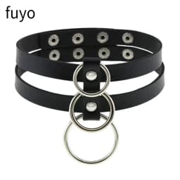 Punk Bells Black Spike Choker Necklace Lock Rivet Stud Rock Faux Leather Goth Collar Women Chocker Girls Chains Gothic Jewelry