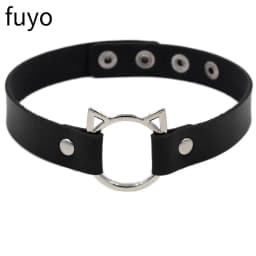 Punk Bells Black Spike Choker Necklace Lock Rivet Stud Rock Faux Leather Goth Collar Women Chocker Girls Chains Gothic Jewelry