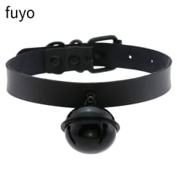 Punk Bells Black Spike Choker Necklace Lock Rivet Stud Rock Faux Leather Goth Collar Women Chocker Girls Chains Gothic Jewelry