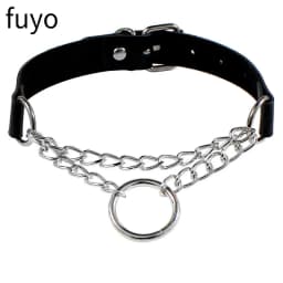 Punk Bells Black Spike Choker Necklace Lock Rivet Stud Rock Faux Leather Goth Collar Women Chocker Girls Chains Gothic Jewelry