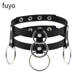 Punk Bells Black Spike Choker Necklace Lock Rivet Stud Rock Faux Leather Goth Collar Women Chocker Girls Chains Gothic Jewelry