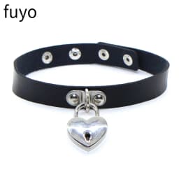 Punk Bells Black Spike Choker Necklace Lock Rivet Stud Rock Faux Leather Goth Collar Women Chocker Girls Chains Gothic Jewelry