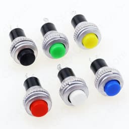 6Pcs 10mm DS-316 Self-reset Push Button Switch Momentary 1A/125VAC 2PIN 6Color