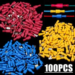 100PCS(50Pairs) Insulated Female&Male Crimp Spade Terminals Butt Splice 6.3mm Electrical Wire Connectors Wiring Cable Plug
