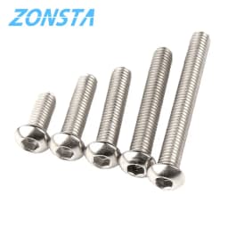 Allen Key Head Screw M2 M2.5 M3 M4 M5 M6 304 Stainless Steel Button Hex Socket Pan Head Round Machine Furniture Bolt ISO7380 DIY