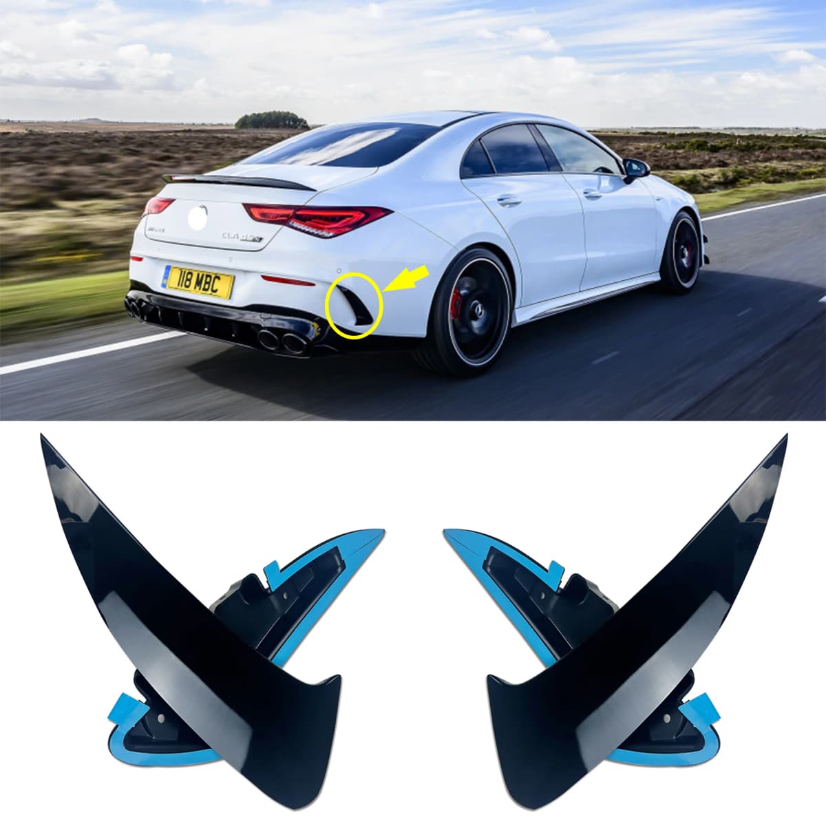 C118 Rear Bumper Spoiler for Mercedes CLA Class W118 2019-2020 CLA250 CLA180 CLA200 ABS Trim 2 Pcs CLA45 Style