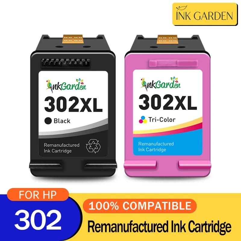 InkGarden 302 XL Ink Cartridge For HP 302XL HP302 Remanufactured Officejet 3830 3831 3832 3833 3834 4650 Envy 4510 4511 Printer