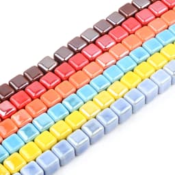 Fashion Colors 6mm/8mm/10mm Square Beads Ceramic Beads DIY 2.0mm Hole Beads Handmade Porcelain Beads For Jewelry Making