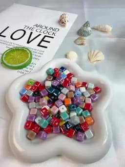 Fashion Colors 6mm/8mm/10mm Square Beads Ceramic Beads DIY 2.0mm Hole Beads Handmade Porcelain Beads For Jewelry Making