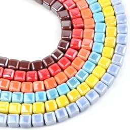 Fashion Colors 6mm/8mm/10mm Square Beads Ceramic Beads DIY 2.0mm Hole Beads Handmade Porcelain Beads For Jewelry Making