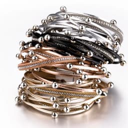 Amorcome Multilayer Metal Beads Charm Leather Bracelets for Women Trendy Design Double Wrap Bracelets & Bangles Jewelry