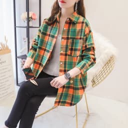 Brand Women's Flannel Plaid Shirts 2026 New Ladies Tops Exquisite Designer Style Loose Blouses Casual Cotton Long Sleeve Blouse