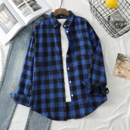 Brand Women's Flannel Plaid Shirts 2026 New Ladies Tops Exquisite Designer Style Loose Blouses Casual Cotton Long Sleeve Blouse