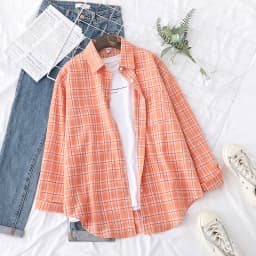 Brand Women's Flannel Plaid Shirts 2026 New Ladies Tops Exquisite Designer Style Loose Blouses Casual Cotton Long Sleeve Blouse