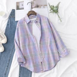 Brand Women's Flannel Plaid Shirts 2026 New Ladies Tops Exquisite Designer Style Loose Blouses Casual Cotton Long Sleeve Blouse