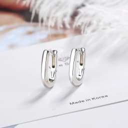 New 925 Sterling Silver Earrings, Simple And Bright U-Shaped Silver Plated With 18g Gold, Luxurious Jewelry Gift For Girls