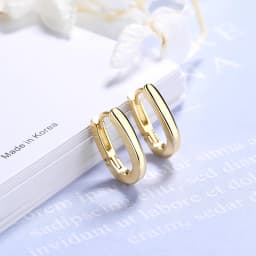 New 925 Sterling Silver Earrings, Simple And Bright U-Shaped Silver Plated With 18g Gold, Luxurious Jewelry Gift For Girls
