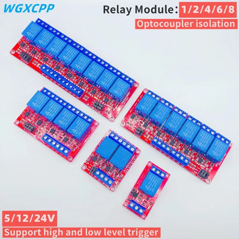 High/Low Level Trigger Relay Module,1/2/4/6/8 Channel,5V12V24V,Home Intelligent Control Module,With Optocoupler Isolation Output