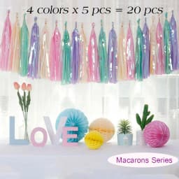 20pcs Multicolor DIY Tissue Paper Tassel Garland Sets Baby Shower Anniversary Birthday Party Wedding Decoration Crafts Supplies