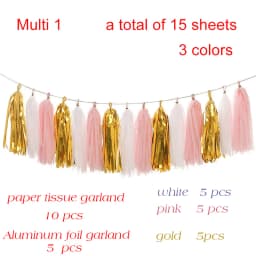 20pcs Multicolor DIY Tissue Paper Tassel Garland Sets Baby Shower Anniversary Birthday Party Wedding Decoration Crafts Supplies