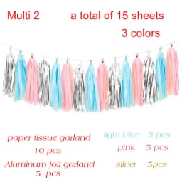 20pcs Multicolor DIY Tissue Paper Tassel Garland Sets Baby Shower Anniversary Birthday Party Wedding Decoration Crafts Supplies