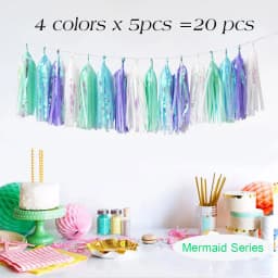 20pcs Multicolor DIY Tissue Paper Tassel Garland Sets Baby Shower Anniversary Birthday Party Wedding Decoration Crafts Supplies